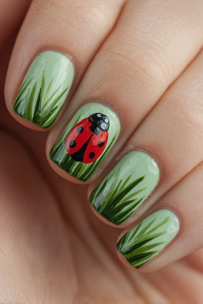 muskan9031 Ladybug and Grass Blades Apply a green base with h aeee410f d271 402b 9c63 b42b6d4c3fe4 2