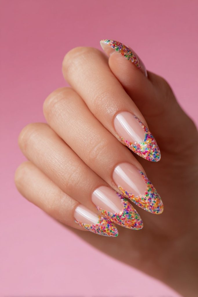 muskan9031 Rainbow Glitter Tips Apply a clear base and dip ti 293a26e0 bae3 456c 8608 6f08a1bb3fa3 3