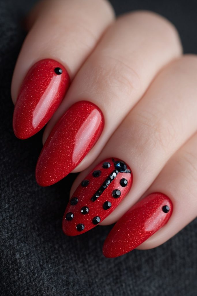 muskan9031 Sparkly Ladybug Rhinestones Paint nails red with b 5ac77756 8953 4a31 b6af 09c261f5c194 2